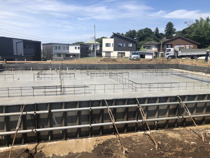 木更津市千束台分譲地新築住宅現場レポート＃5基礎工事　ベースコンクリート打設～型枠工事編